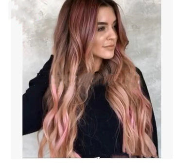 Brown Pink Big Wave Human Hair Wigs