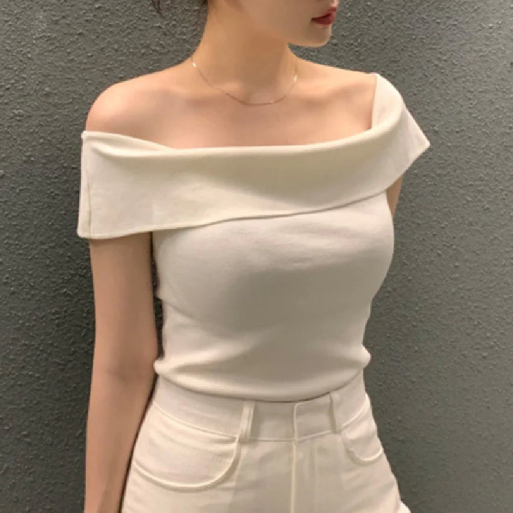 Striped Short-sleeved Sweater Top