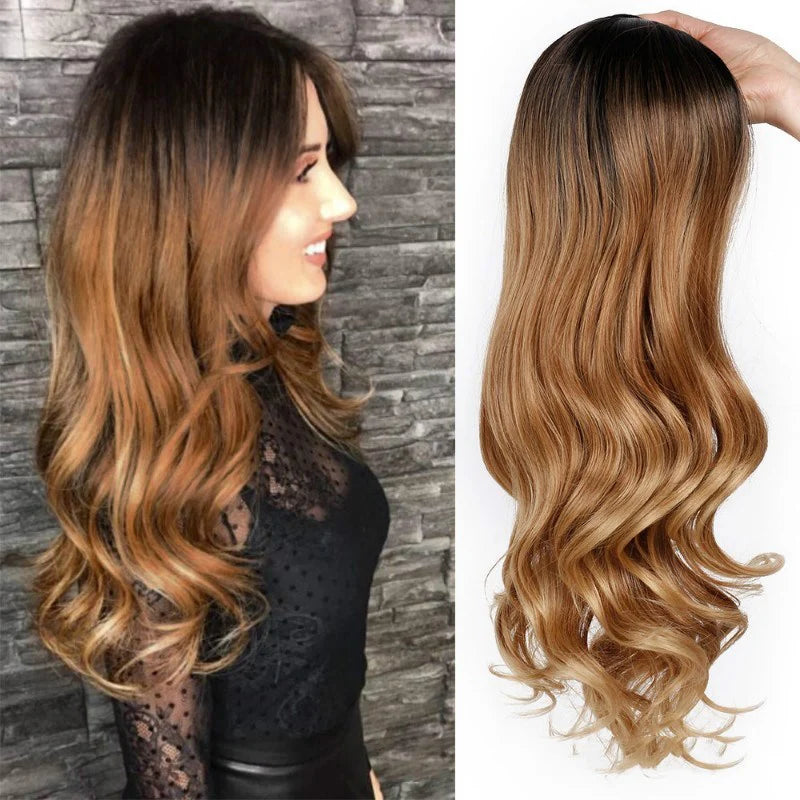 Black Gradient Wine Red Human Hair Wigs