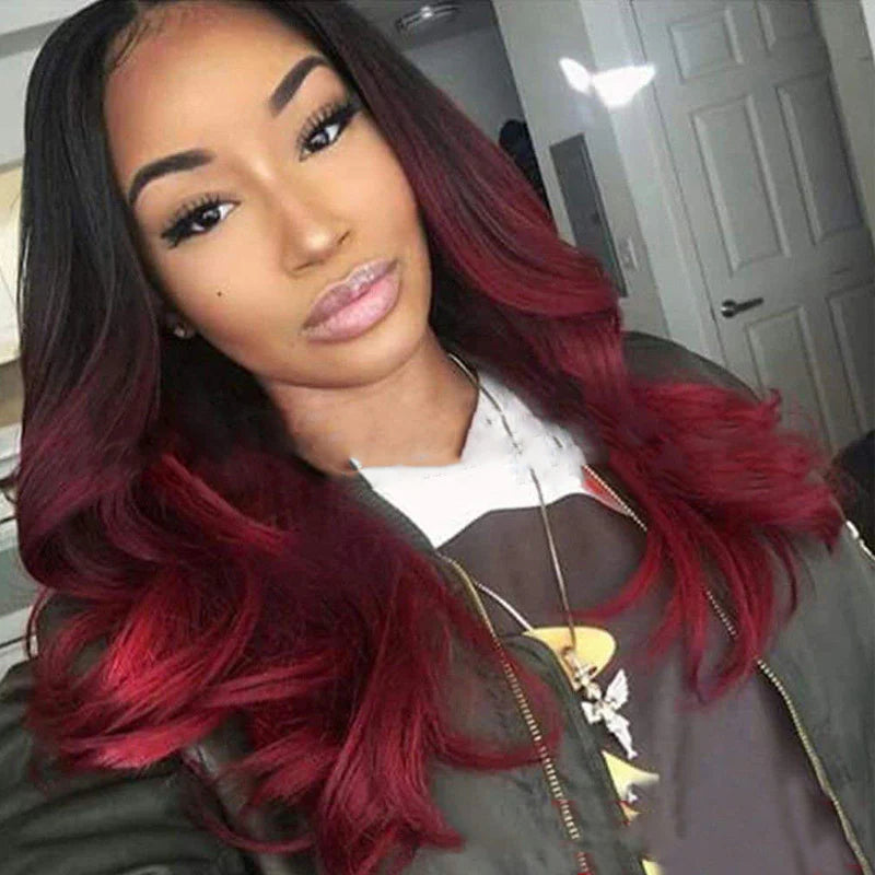 Burgundy Long Curly Human Hair Wigs