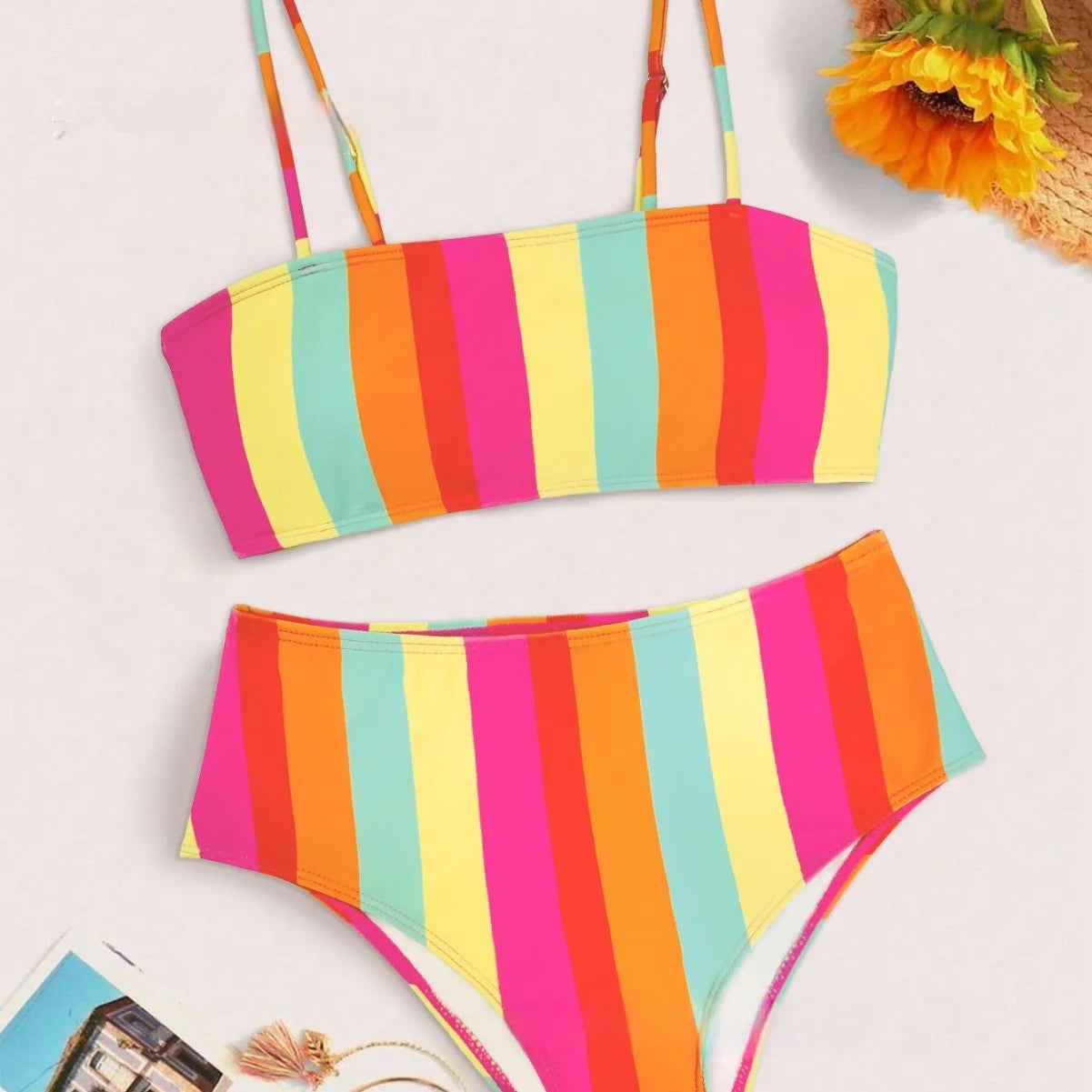 Printed Split Bikini Swimsuit